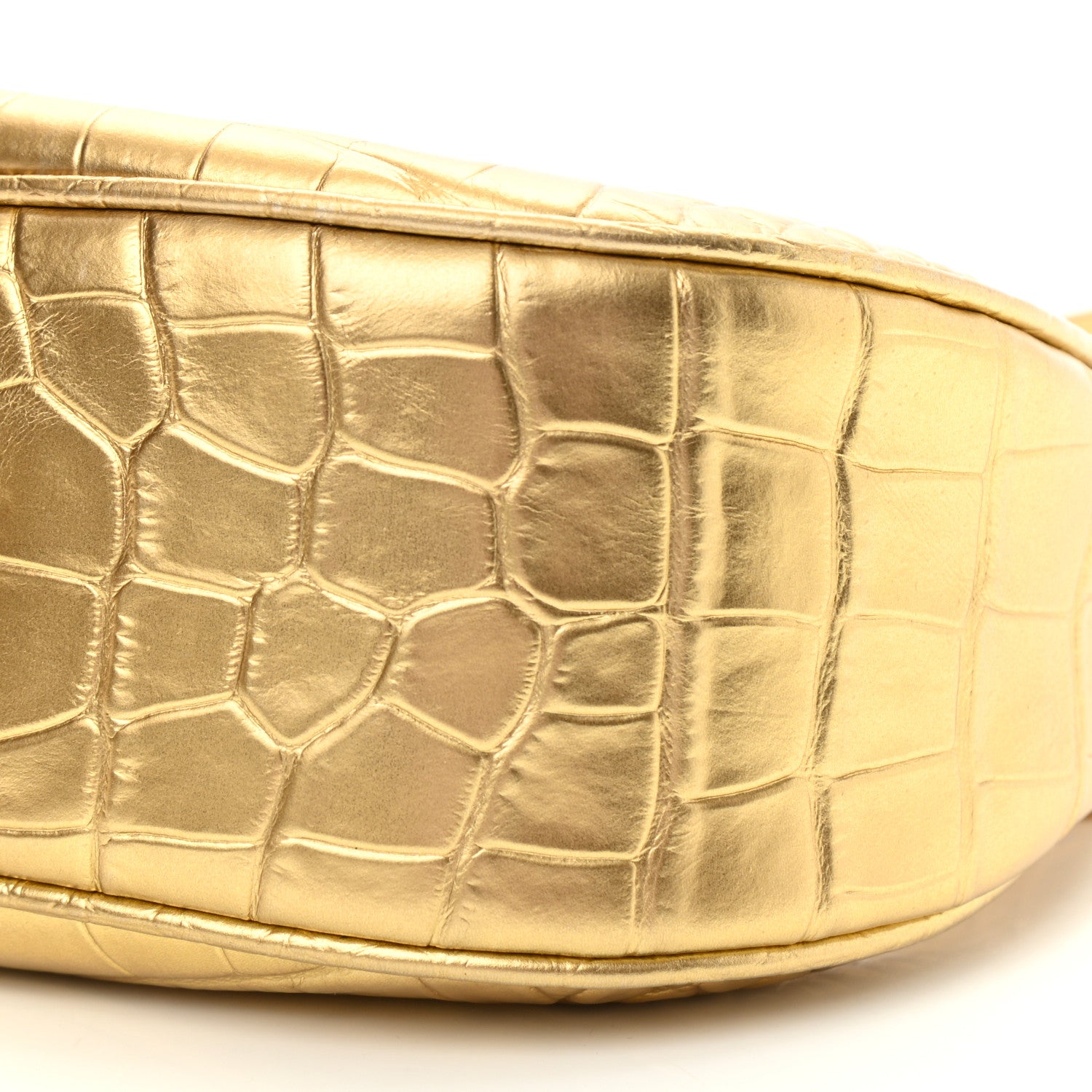 Tom Ford Metallic Calfskin Crocodile Embossed Mini Bianca Hobo Gold 10 of 10