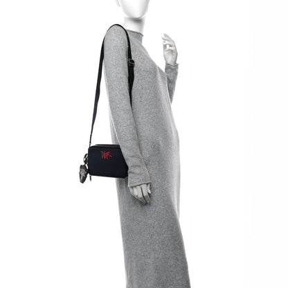 Christian Dior X SHAWN STUSSY Grained Calfskin Ox Head Crossbody Double Zip Crossbody Pouch Navy Blue 2 of 13