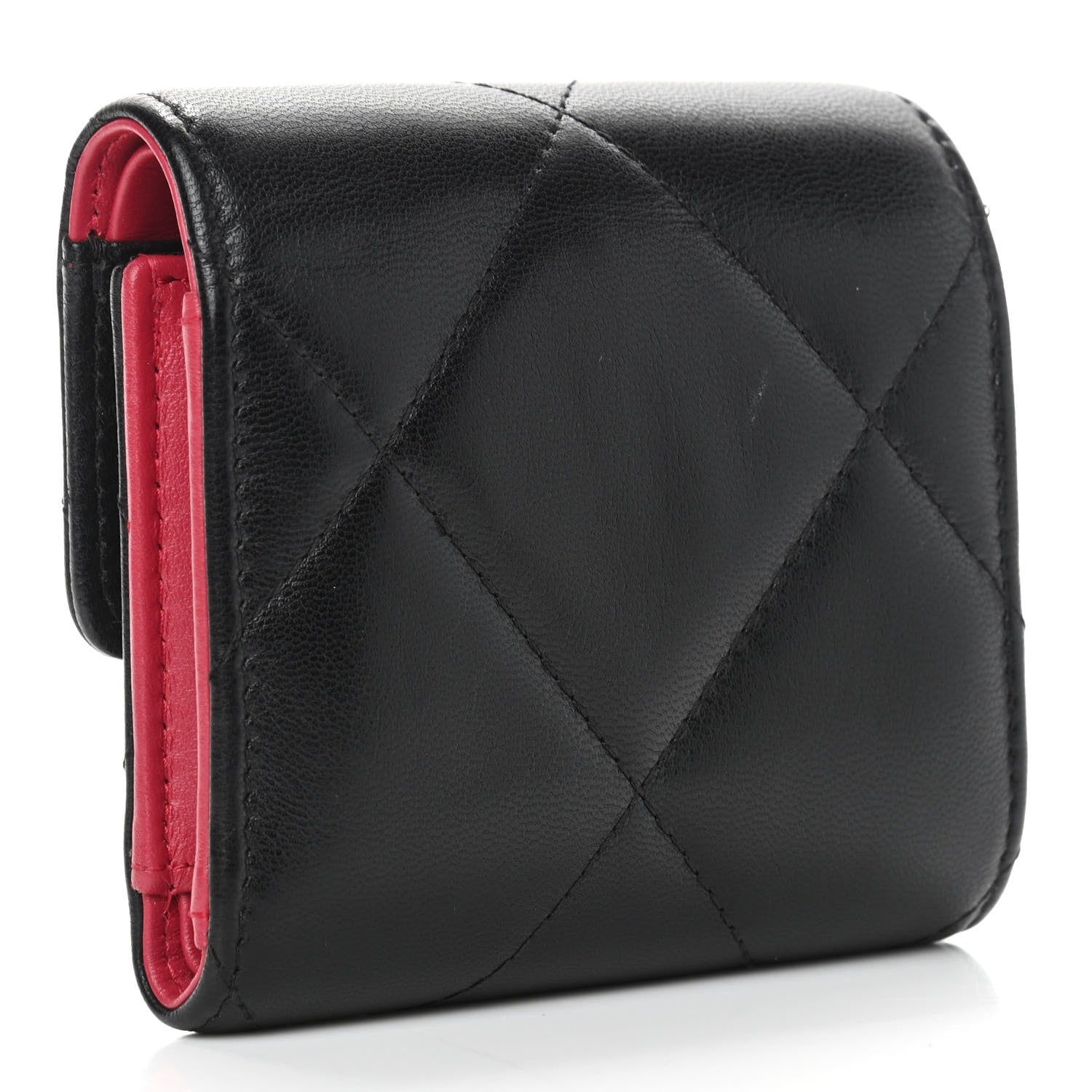 Chanel Lambskin Quilted Chanel 19 Small Flap Wallet Black 3 of 7