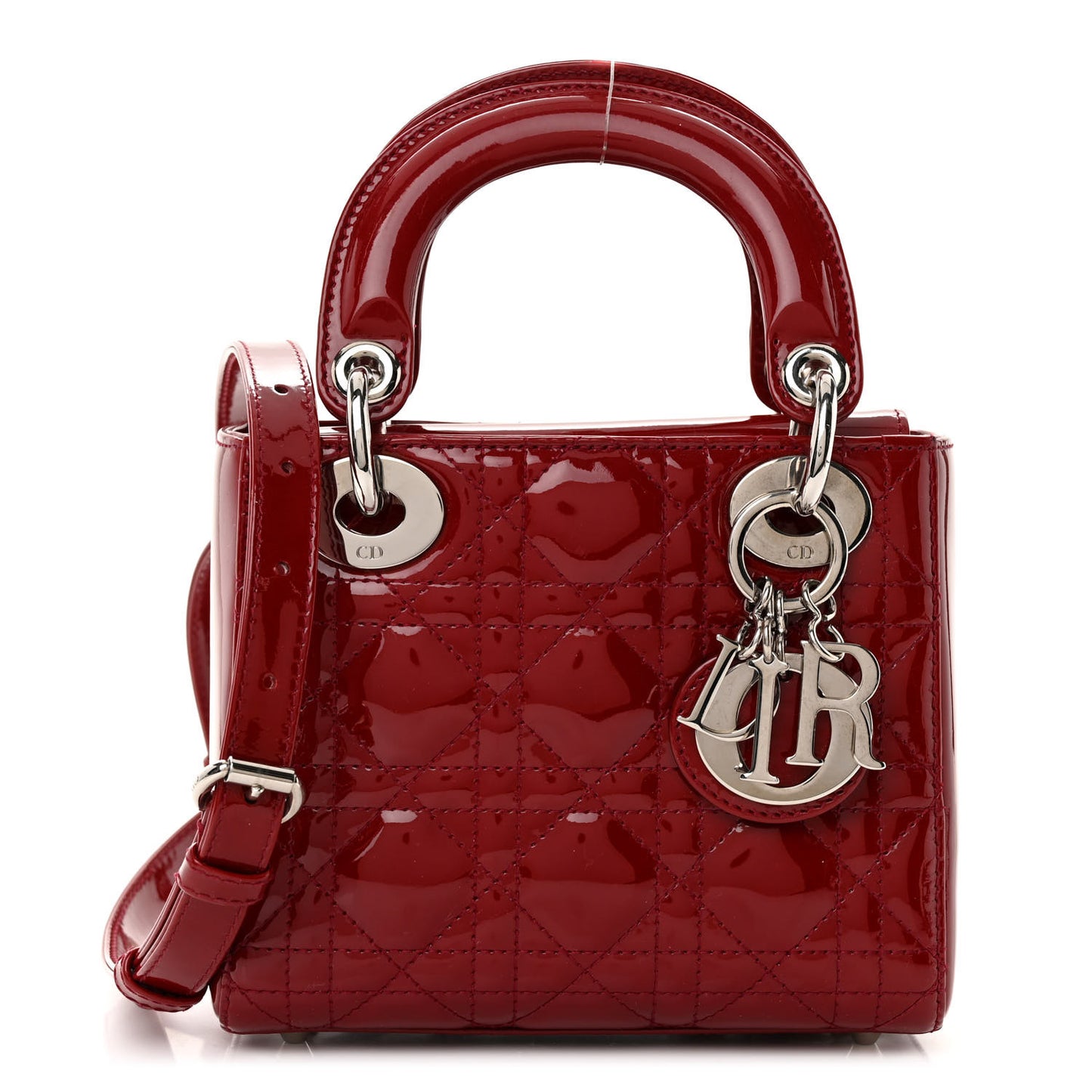 Patent Cannage Mini Lady Dior Red
