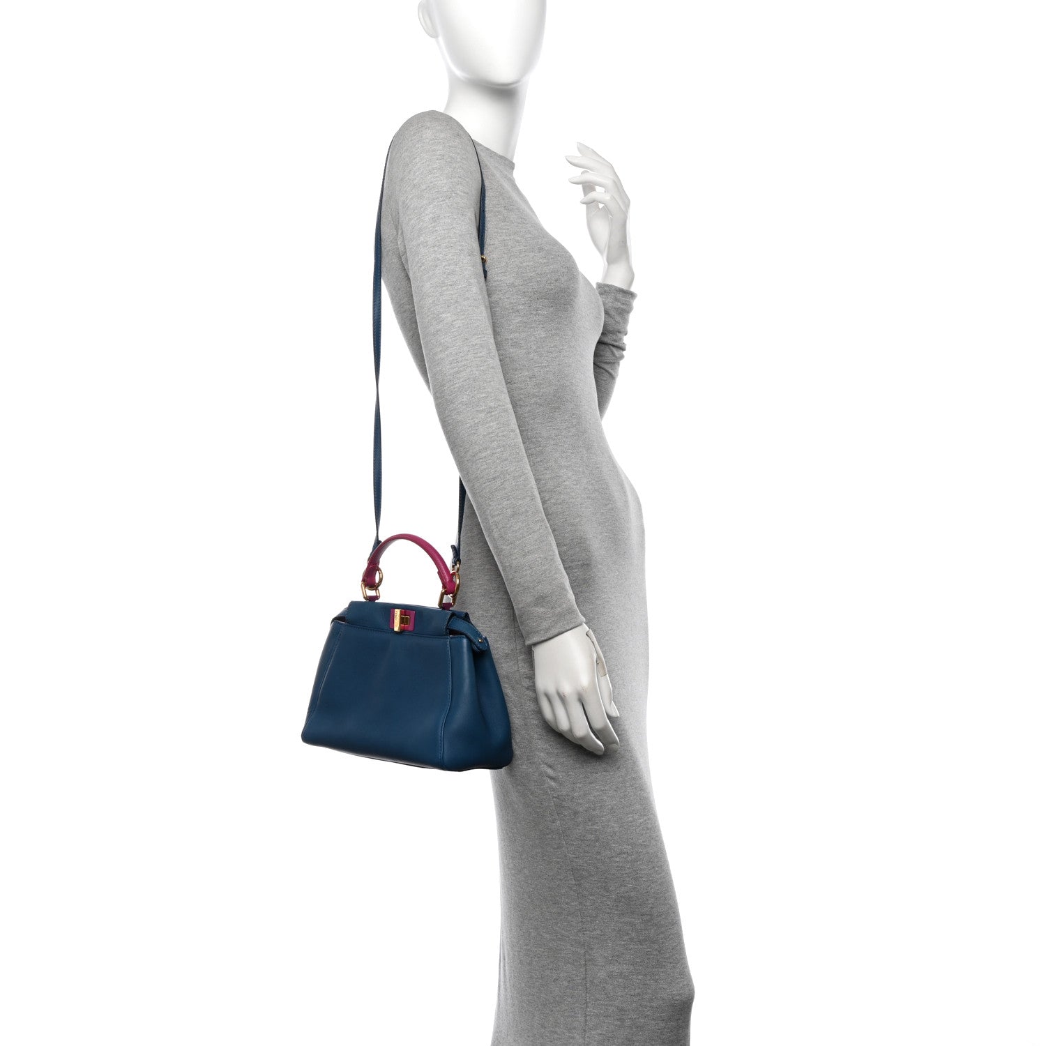 Fendi Nappa Colorblock Mini Peekaboo Iconic Satchel Iris Magenta Bubblegum 2 of 12