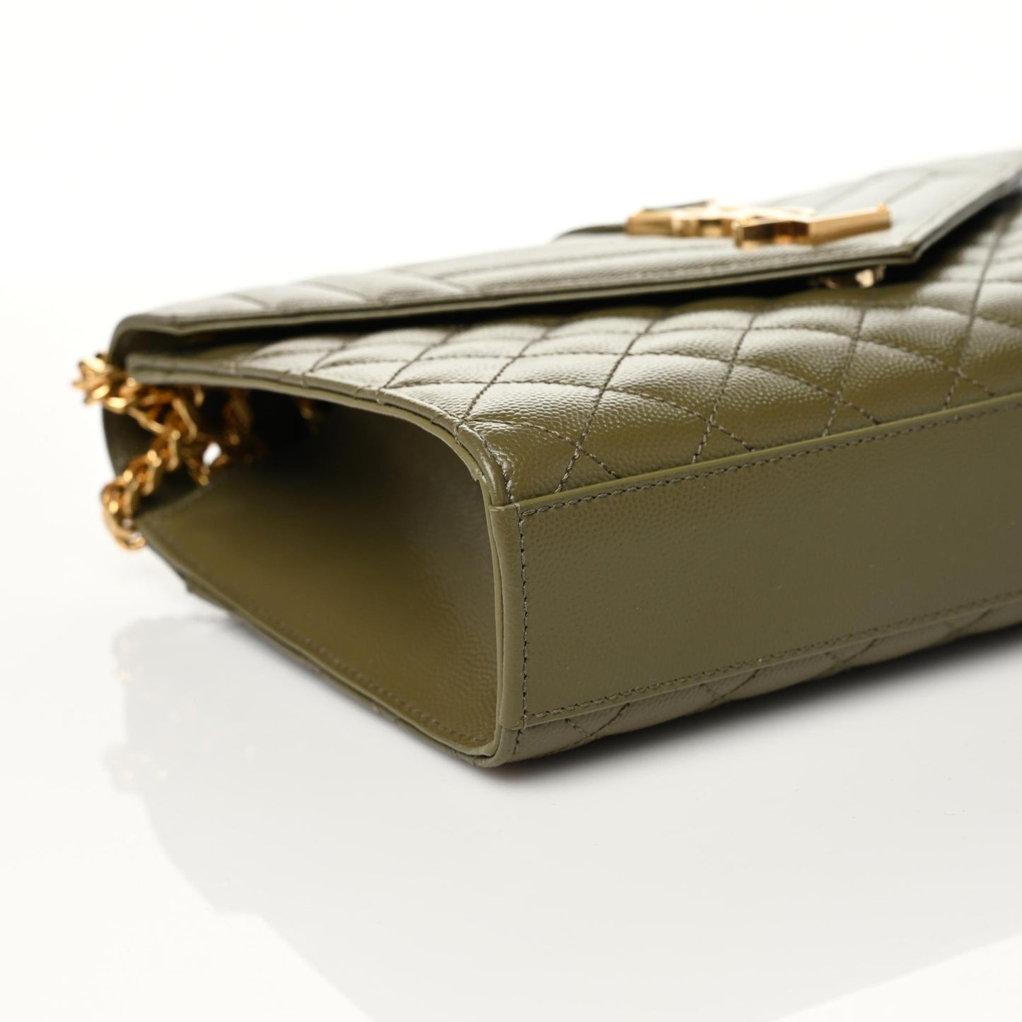 Grain De Poudre Textured Mixed Matelasse Medium Triquilt Monogram Satchel Vert Kaki
