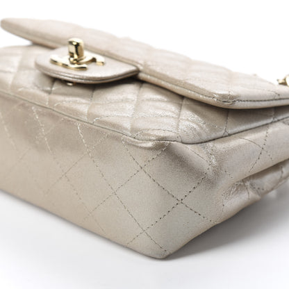 Chanel Iridescent Calfskin Quilted Mini Rectangular Flap Light Gold 7 of 11