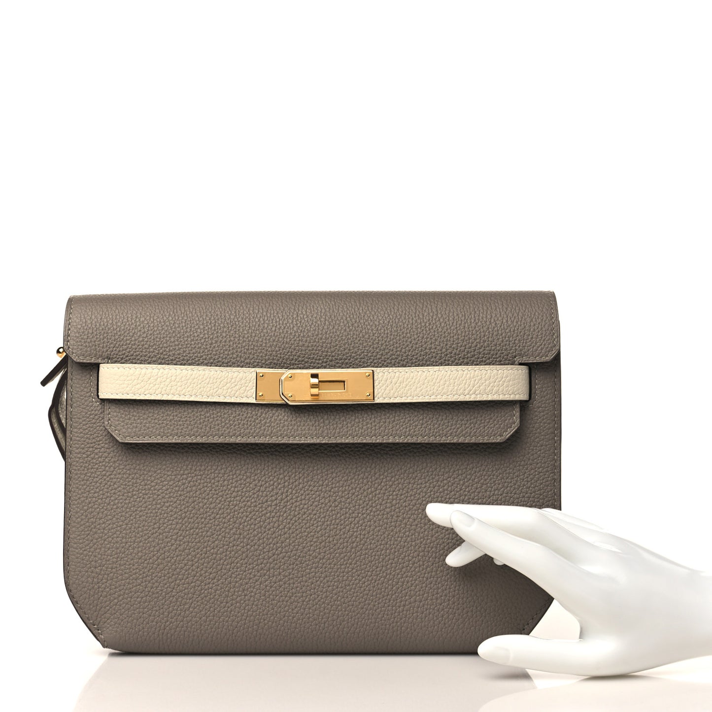 Togo Horseshoe Kelly Depeches 25 Pouch Etain Nata