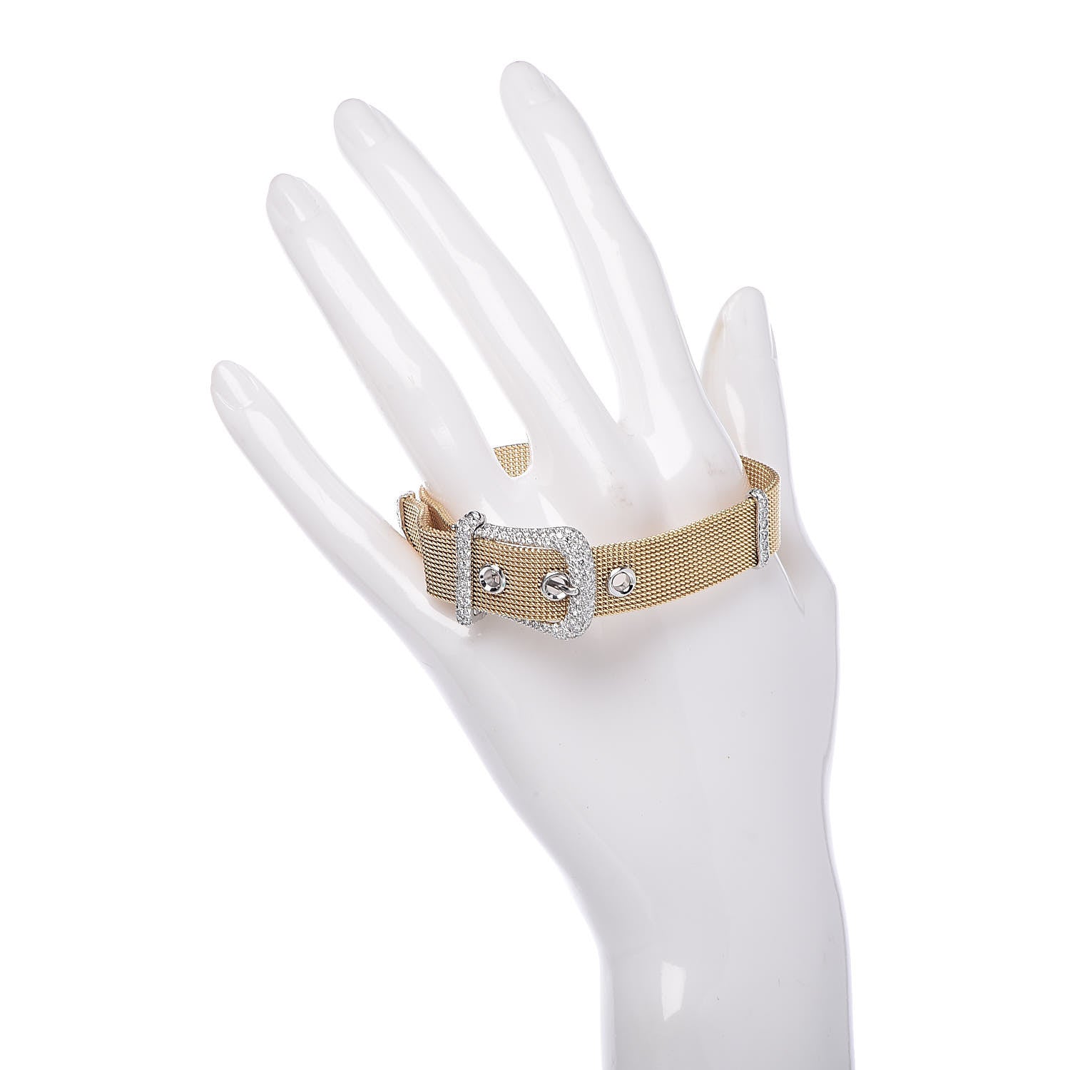 Tiffany 18K Yellow Gold Platinum Diamond Buckle Bracelet 2 of 5