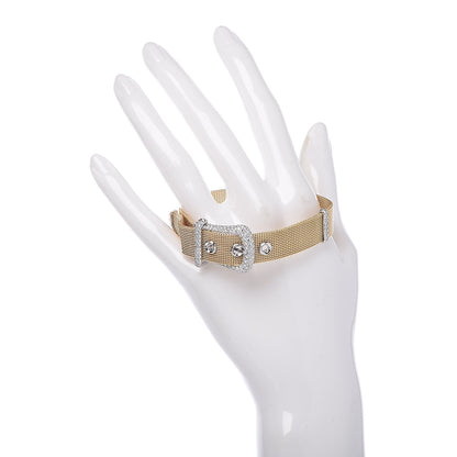 Tiffany 18K Yellow Gold Platinum Diamond Buckle Bracelet 2 of 5