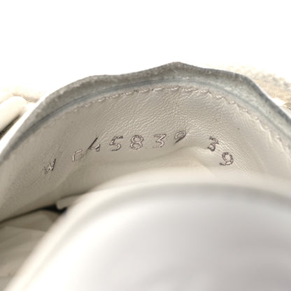Chanel Laminated Calfskin Suede Quilted Womens CC Sneakers 39 Silver White 10 of 14