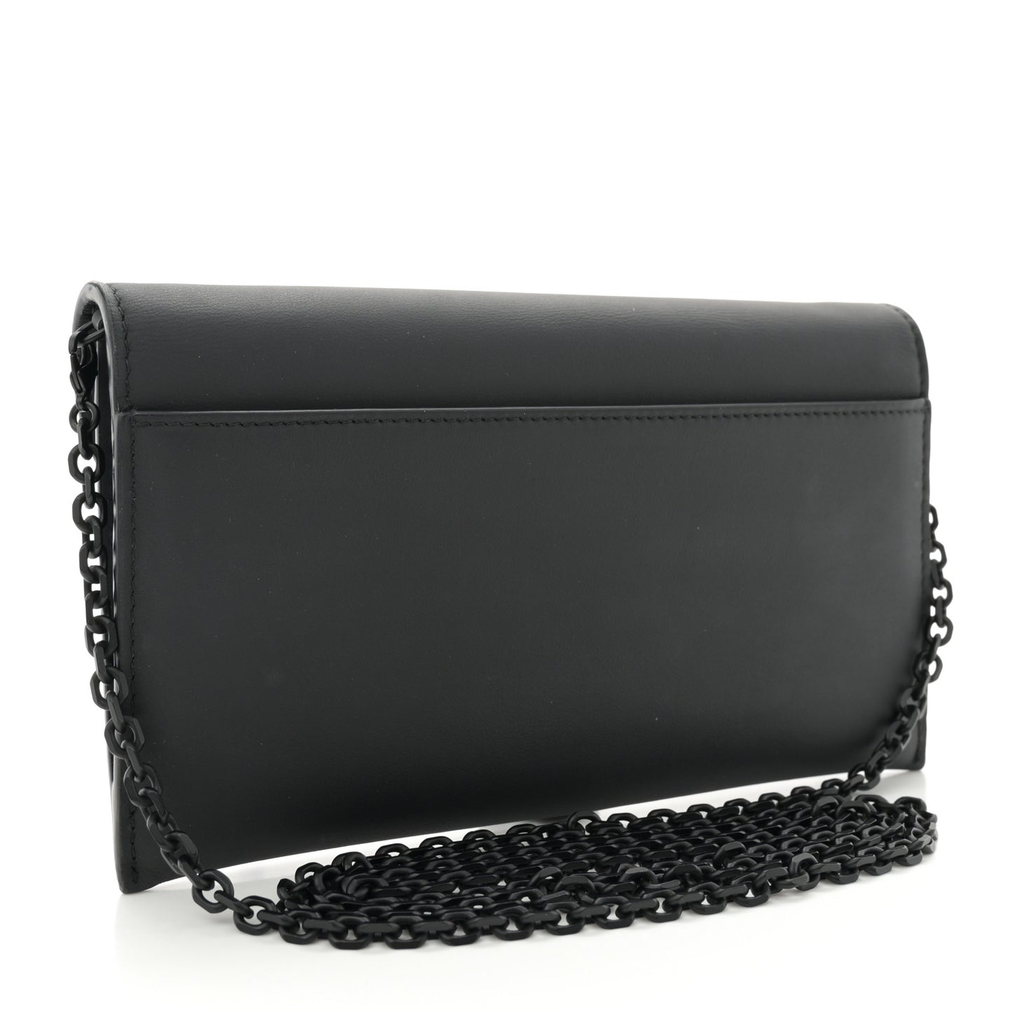 Ultra Matte Calfskin Saddle Chain Wallet Pouch Black