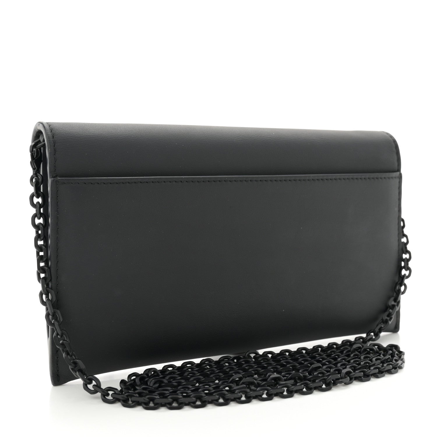 Christian Dior Ultra Matte Calfskin Saddle Chain Wallet Pouch Black 3 of 14