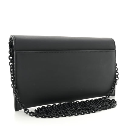 Christian Dior Ultra Matte Calfskin Saddle Chain Wallet Pouch Black 3 of 14