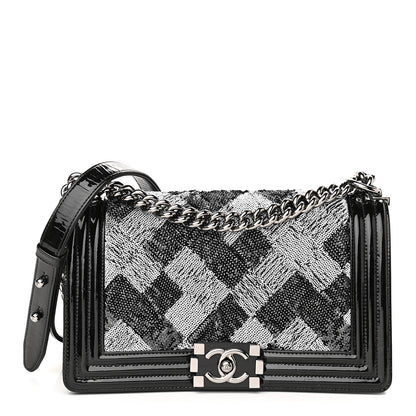 Chanel Patent Iridescent Calfskin Sequin Medium Boy Flap Bag Black 1 of 9