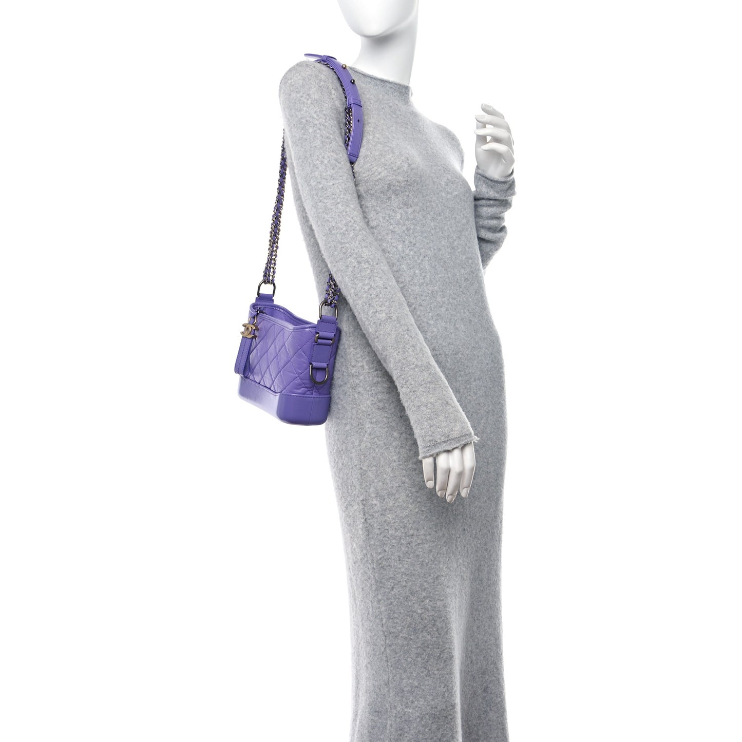 Aged Calfskin Quilted Small Gabrielle Hobo Purple