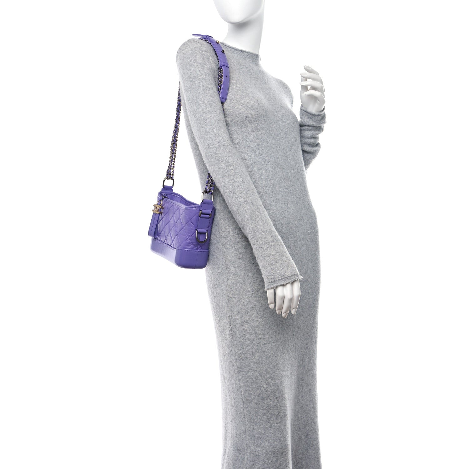 Chanel Aged Calfskin Quilted Small Gabrielle Hobo Purple 2 of 10