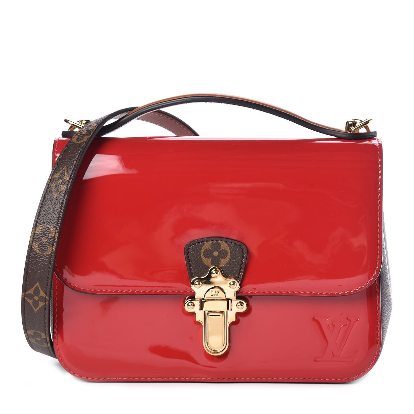 Patent Calfskin Monogram Cherrywood BB Scarlet