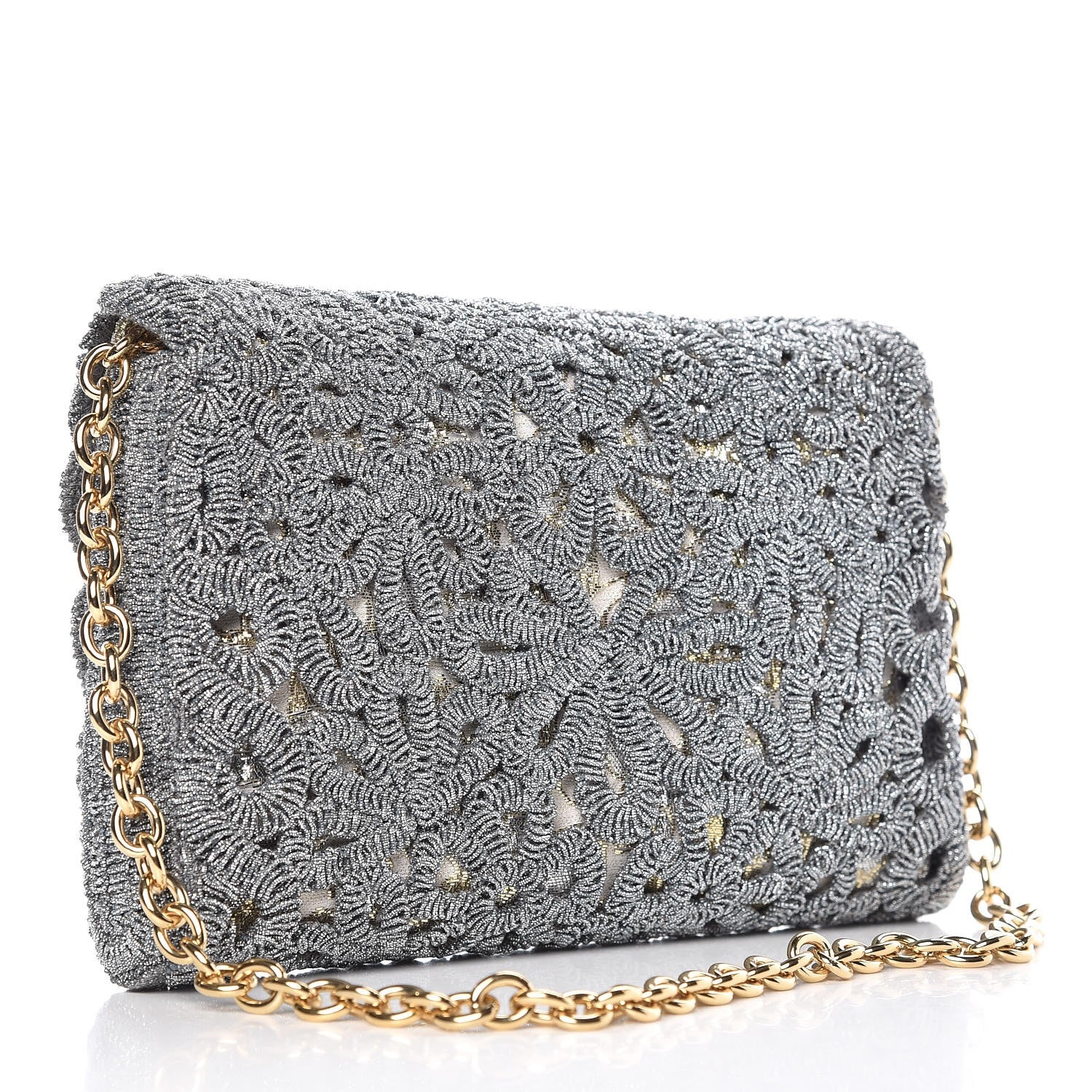 Dolce & Gabbana Jacquard Crochet Coin Bag Silver 3 of 6
