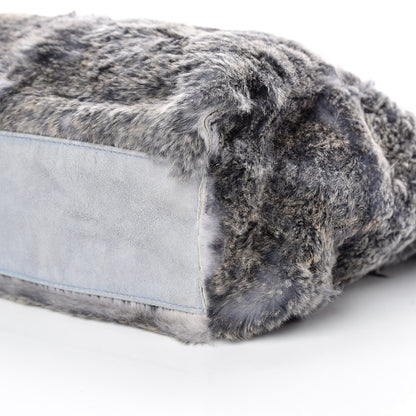 Chanel Suede Rabbit Fur Tote with Cosmetic Pouch Blue 9 of 16
