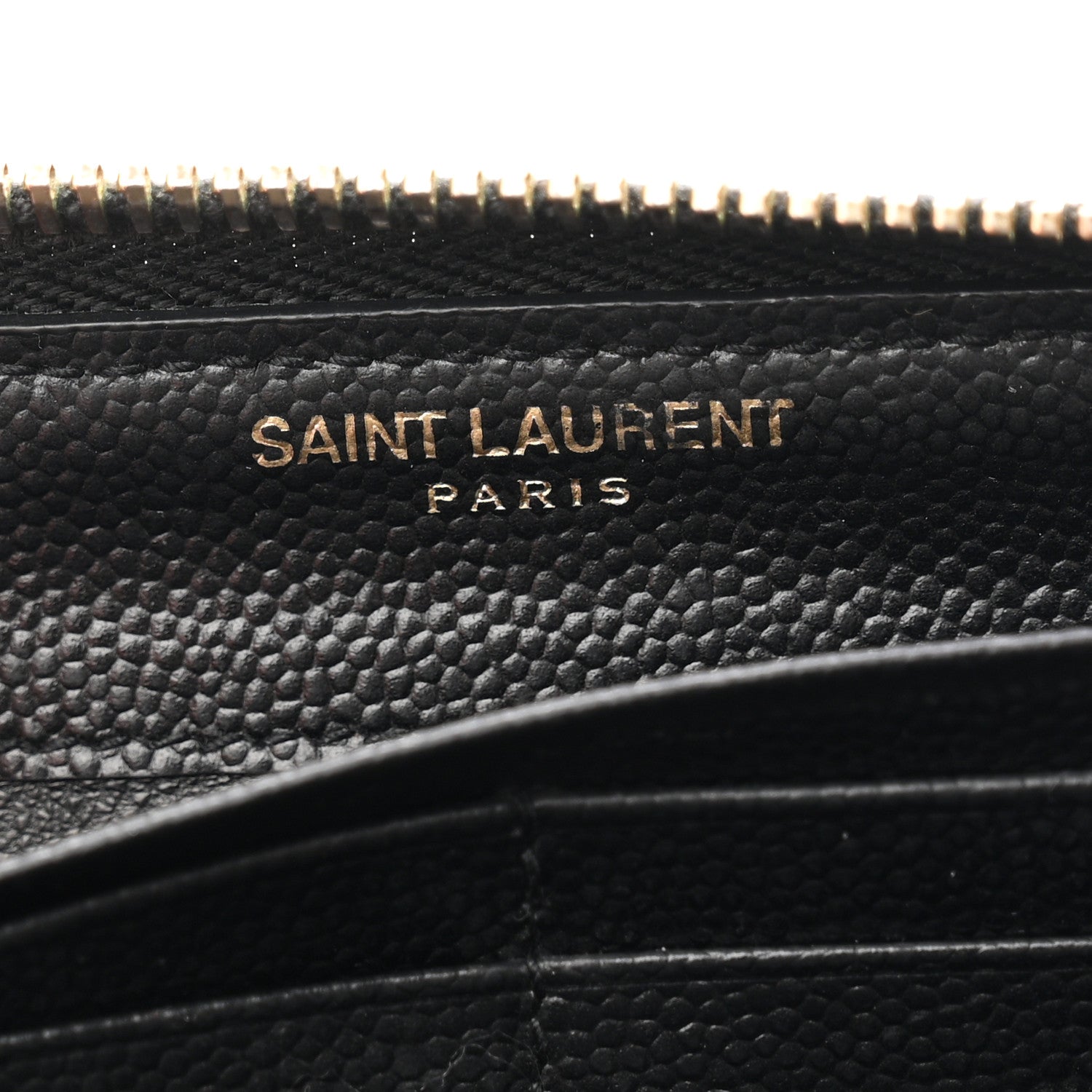 Saint Laurent Grain De Poudre Matelasse Chevron Monogram Zip Around Wallet Black 6 of 7