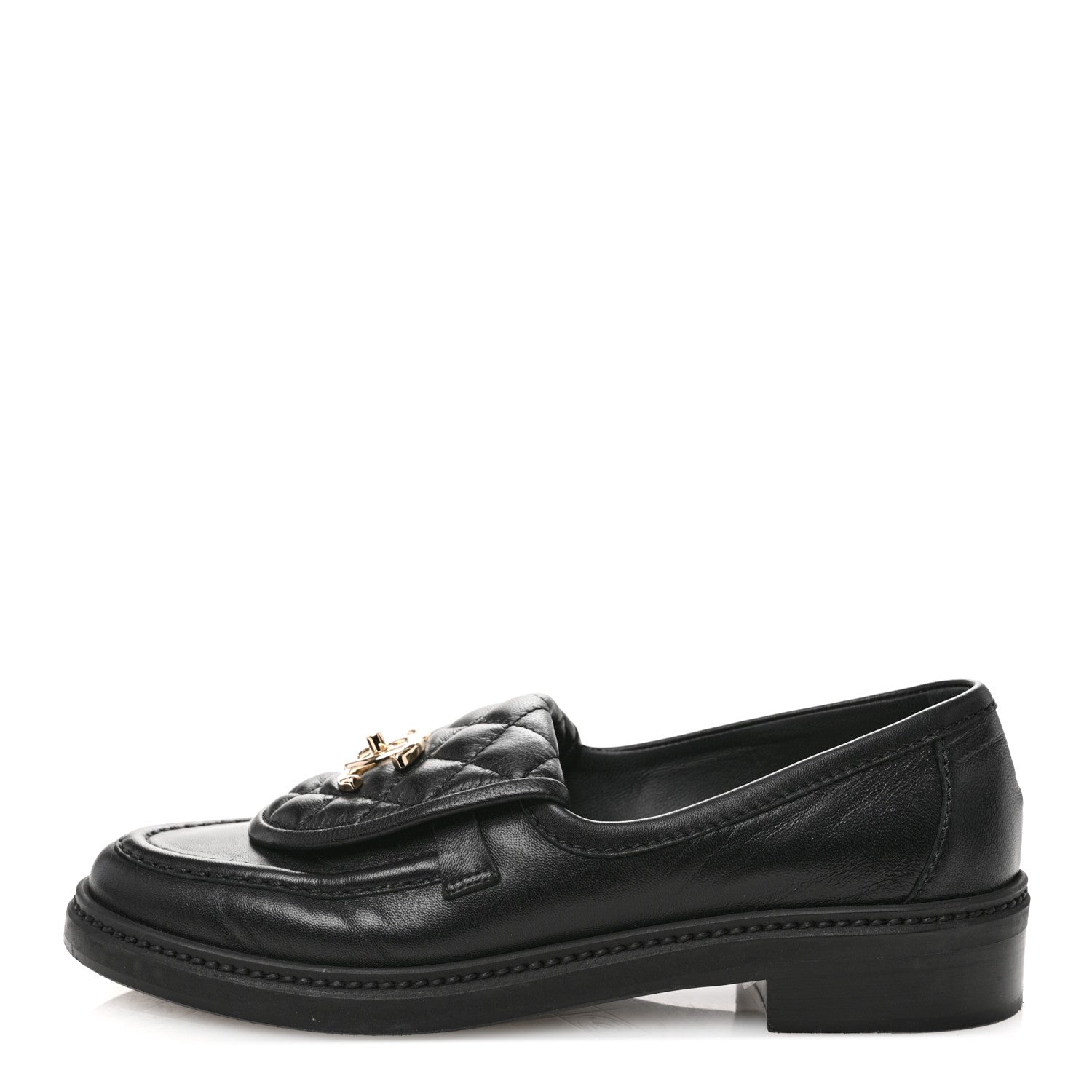 Chanel Lambskin Quilted CC Turnlock Loafers 37 Black 1 of 10