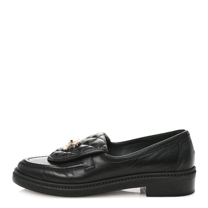 Chanel Lambskin Quilted CC Turnlock Loafers 37 Black 1 of 10