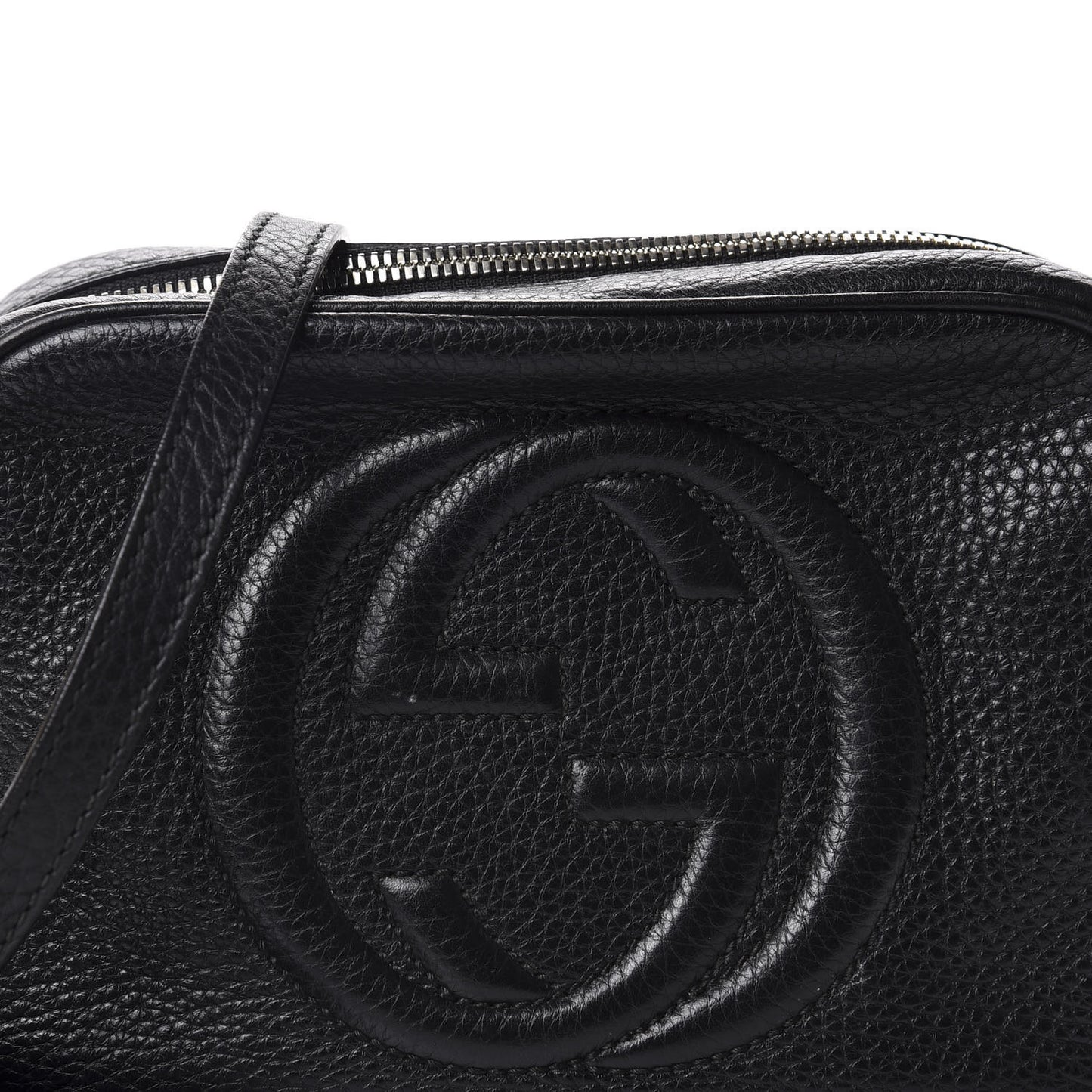 Pebbled Calfskin Small Soho Disco Bag Black
