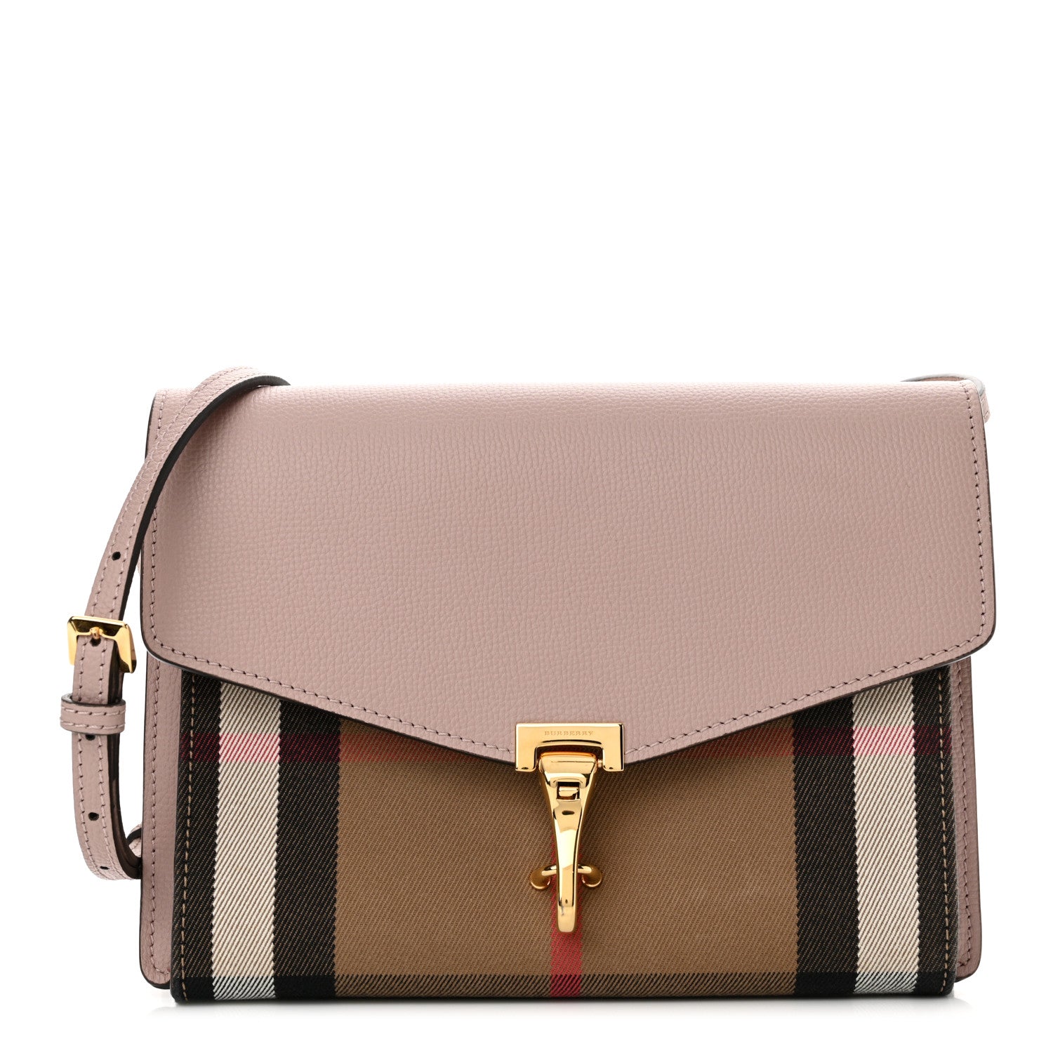 Burberry Derby Calfskin House Check Small Macken Crossbody Bag Pale Orchid 1 of 12