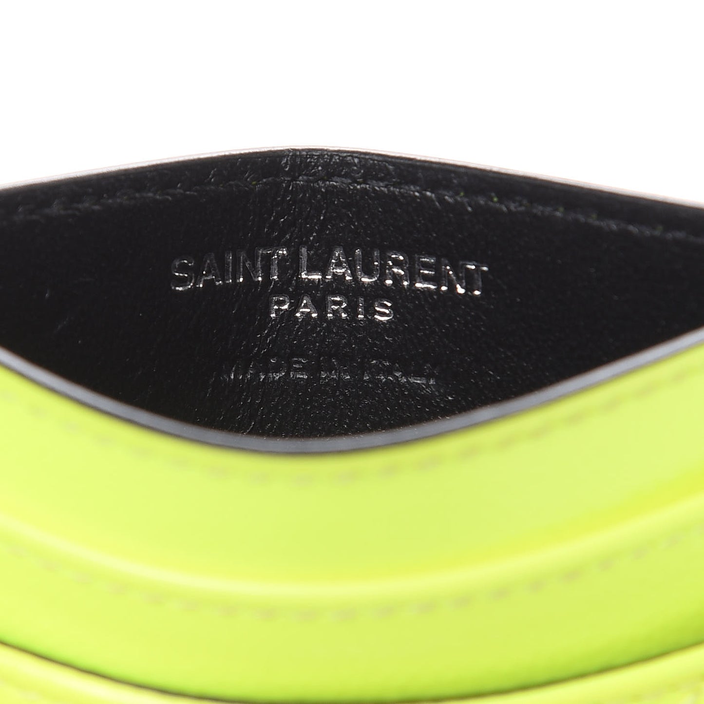 Patent Grain De Poudre Matelasse Chevron Monogram Credit Card Case Neon Yellow