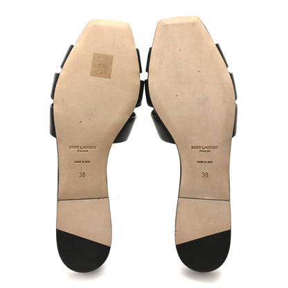 Saint Laurent Calfskin Tribute 05 Slide Sandals 38 Black 6 of 8