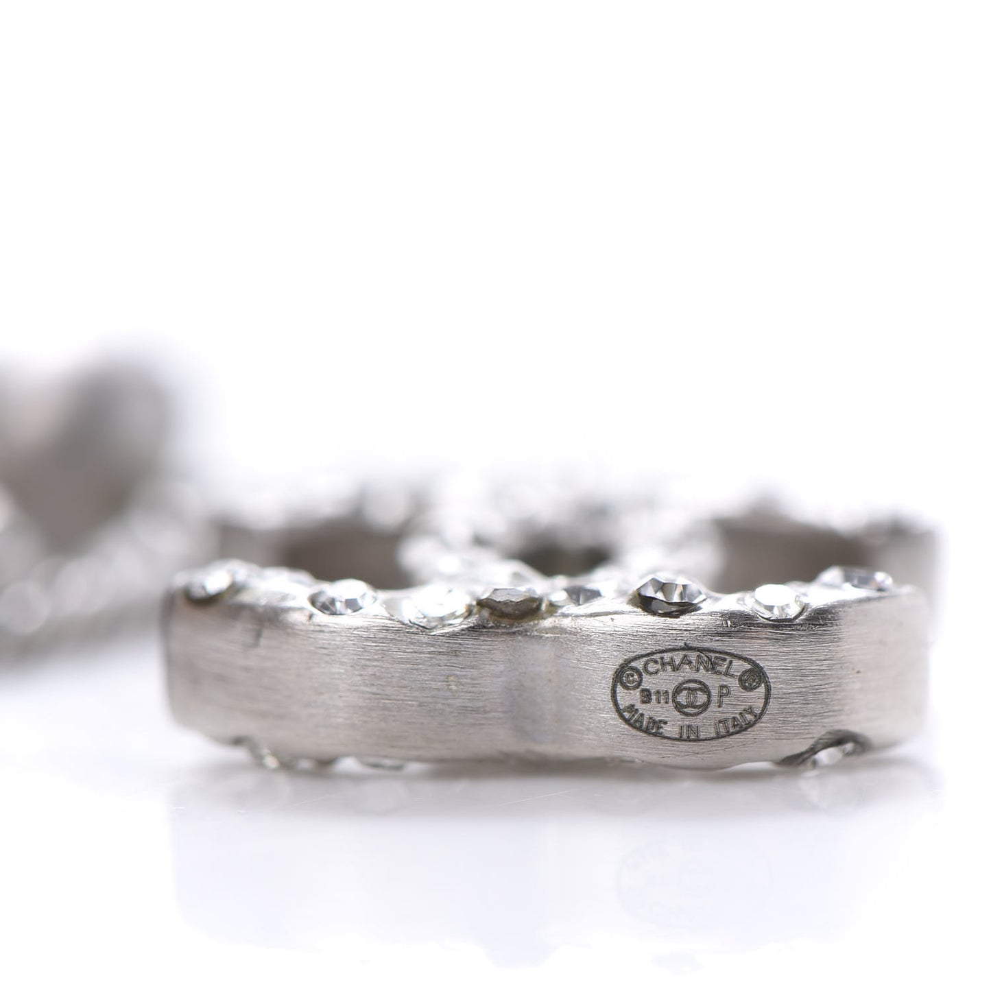 Crystal Pearl CC Dangle Earrings Silver Black