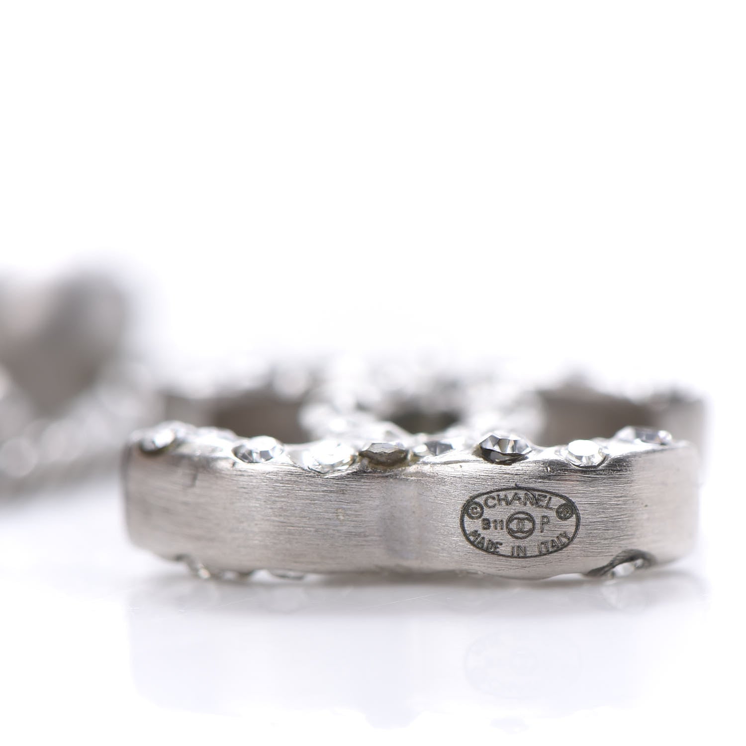 Chanel Crystal Pearl CC Dangle Earrings Silver Black 4 of 5