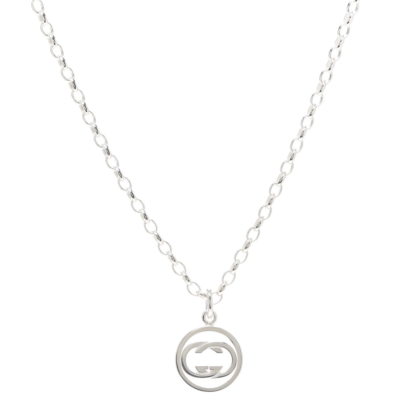 Sterling Silver Interlocking Circle GG Pendant Necklace