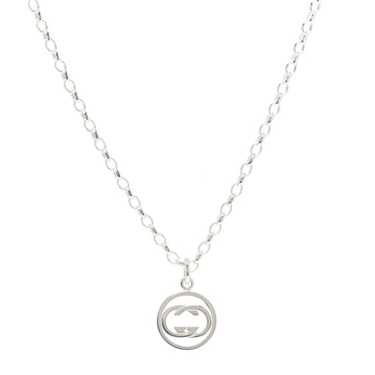 Gucci Sterling Silver Interlocking Circle GG Pendant Necklace 1 of 4