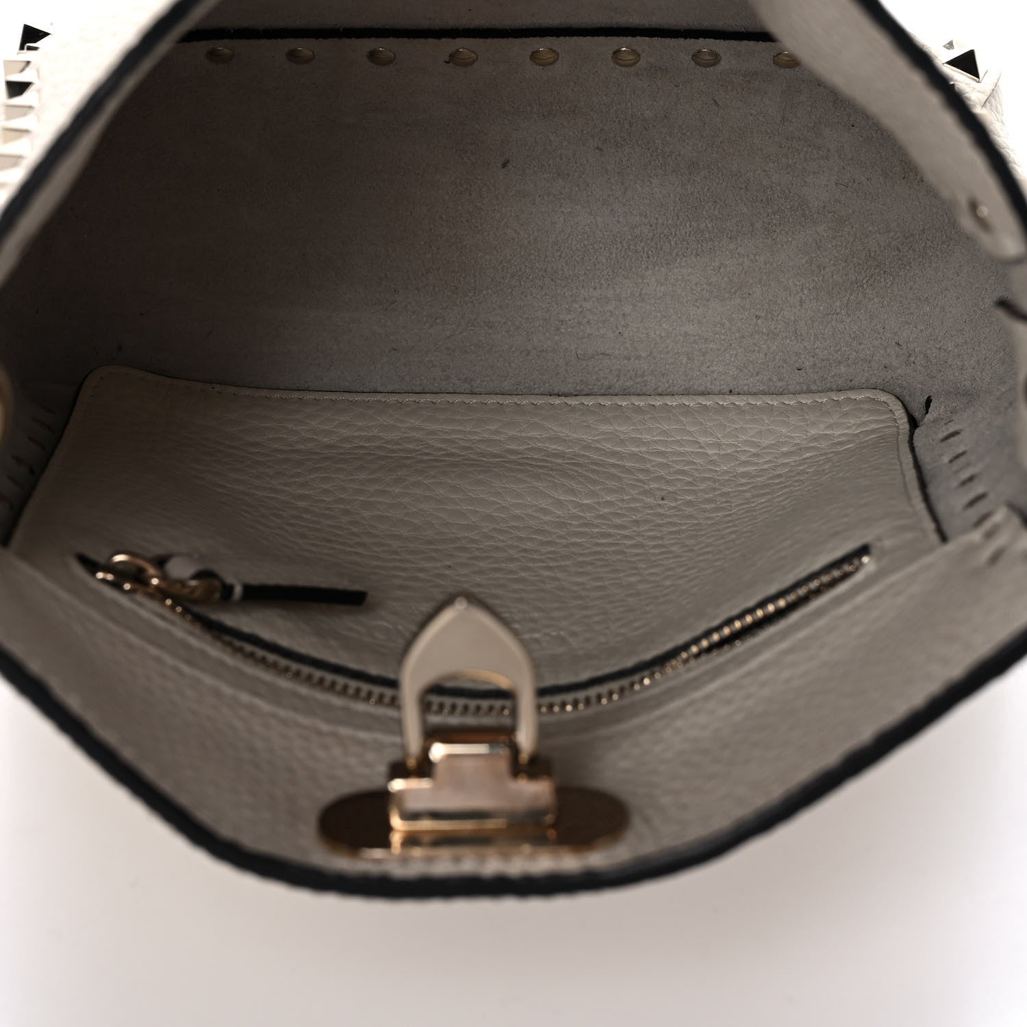 Valentino Garavani Pebbled Calfskin Mini Rockstud Flip-Lock Messenger Bag Light Ivory 5 of 13