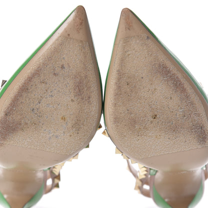 Valentino Garavani Patent Rockstud Ankle Strap Pumps 38.5 Green Poudre 10 of 10