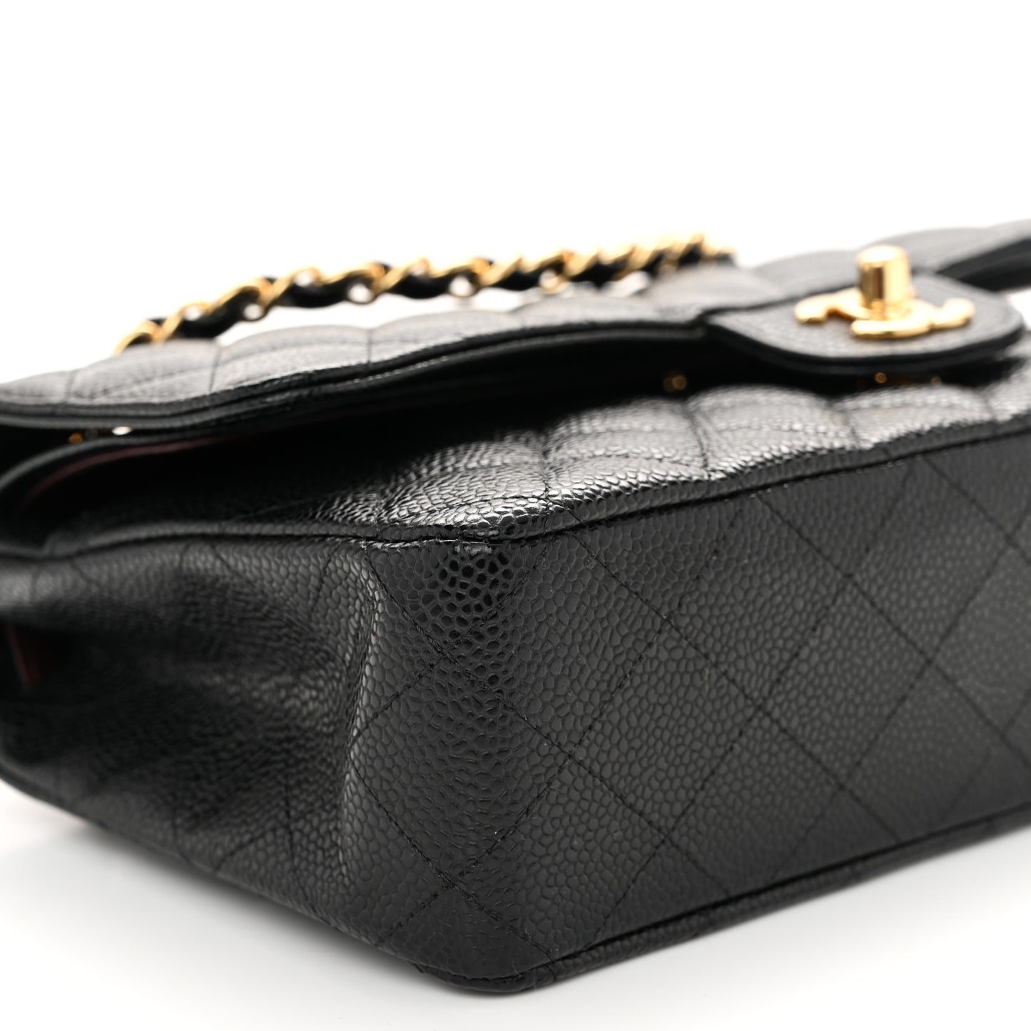 Caviar Quilted Medium Double Flap Black