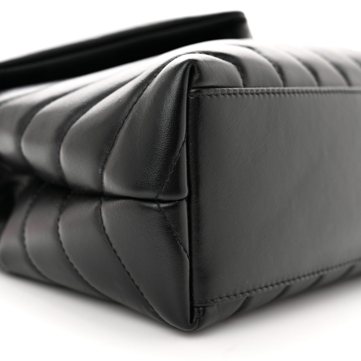 Calfskin Y Quilted Monogram Small Loulou Chain Satchel Black