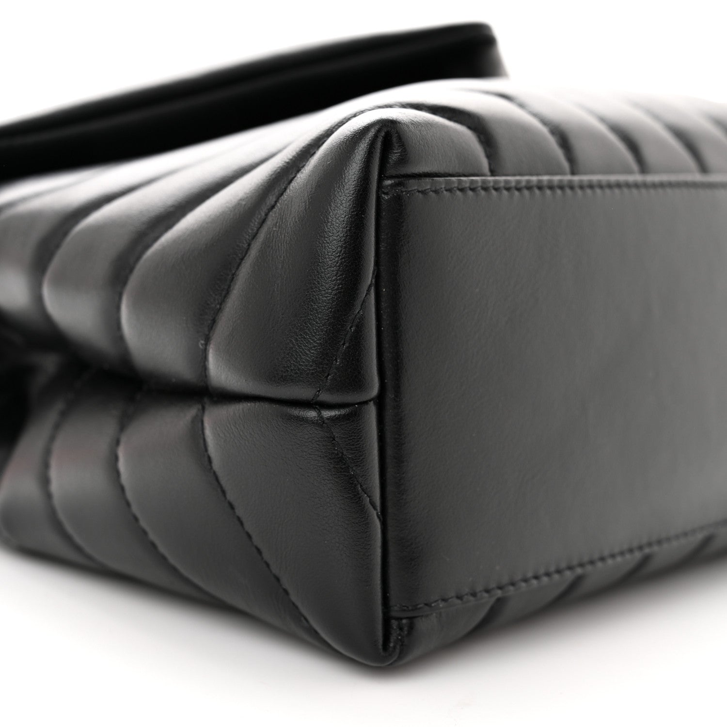 Saint Laurent Calfskin Y Quilted Monogram Small Loulou Chain Satchel Black 9 of 10