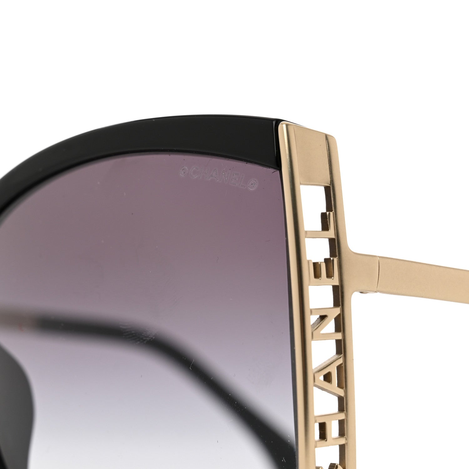 Chanel Acetate Metal Logo Square Sunglasses 71545A Black Gold 7 of 7