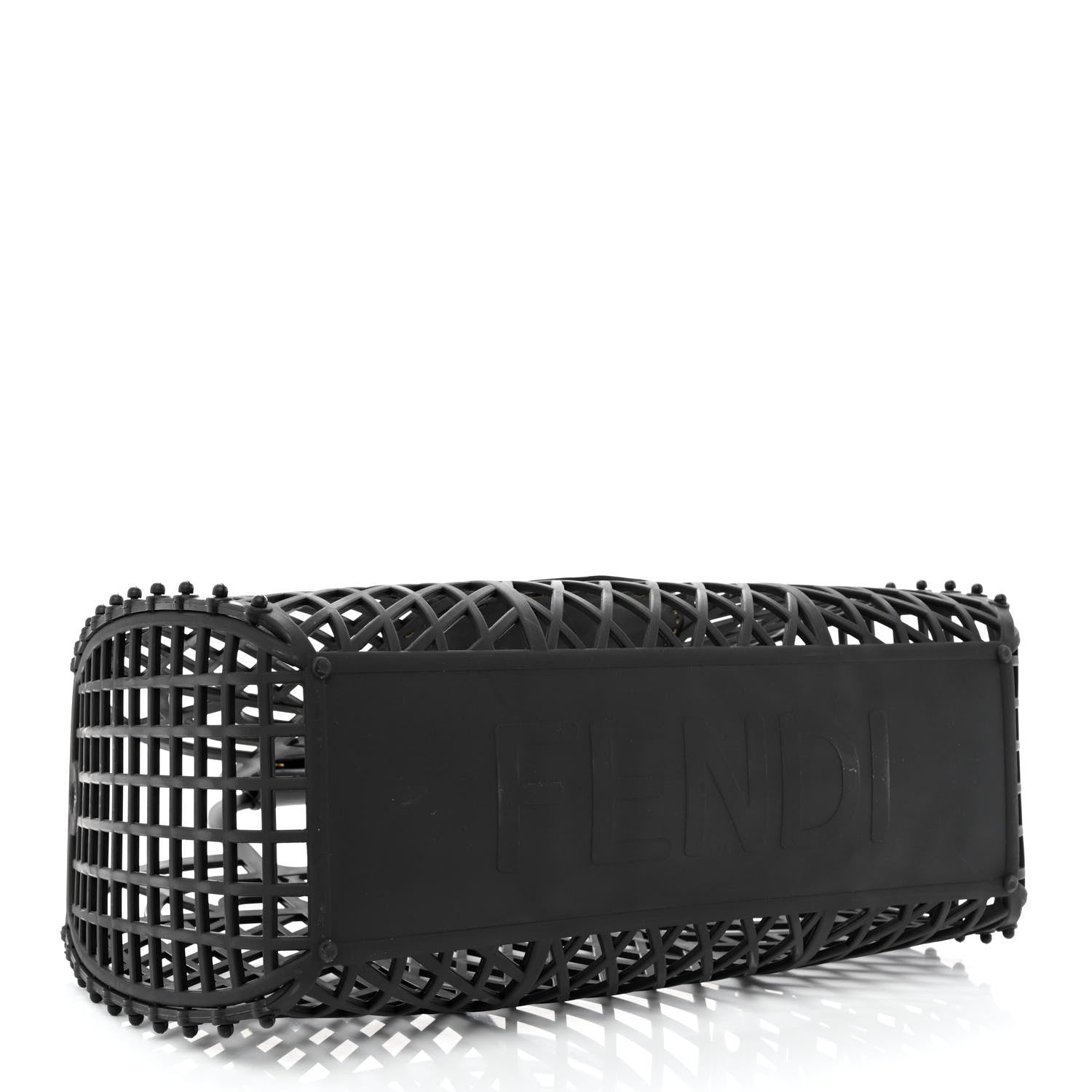 Fendi Recycled Plastic Vitello Liberty Matte Medium Fendi Basket Black Miele Scuro 4 of 11