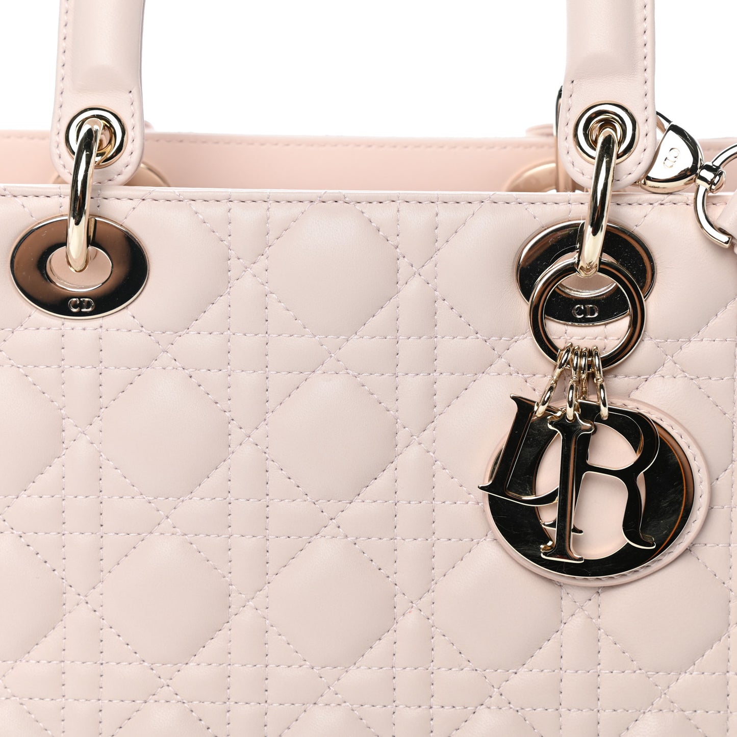 Lambskin Cannage Medium Lady Dior Rose Poudre