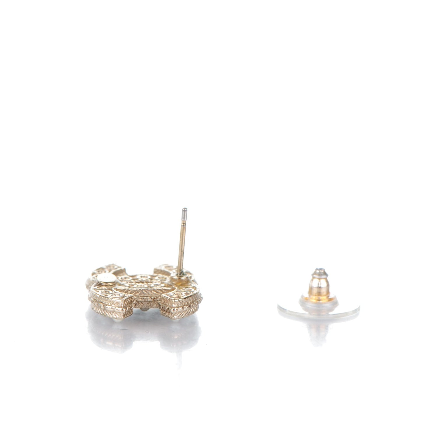 Crystal Pearl CC Earrings Light Gold