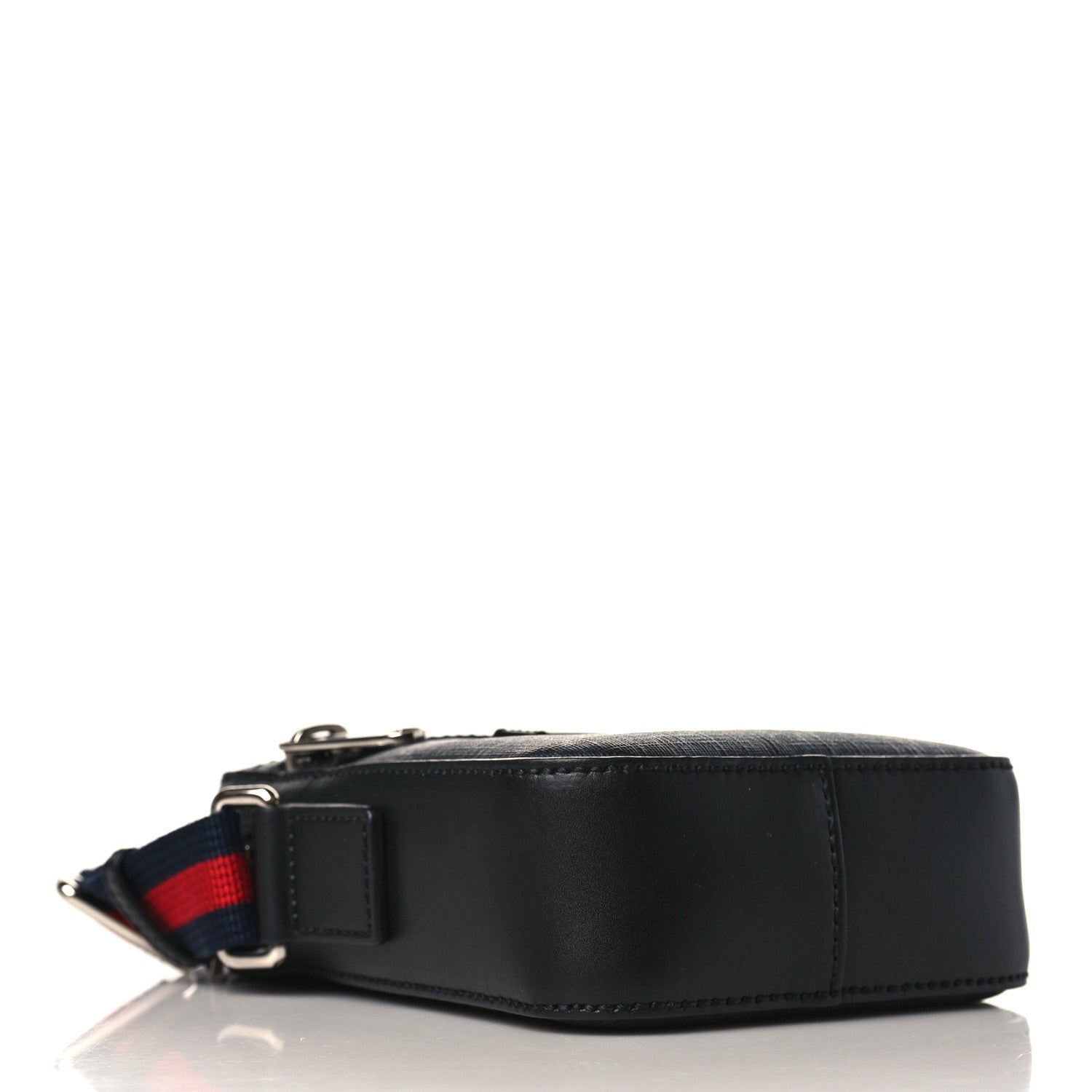 Gucci GG Supreme Monogram Appia Calfskin Web Small Camera Messenger Bag Black Grey 4 of 10