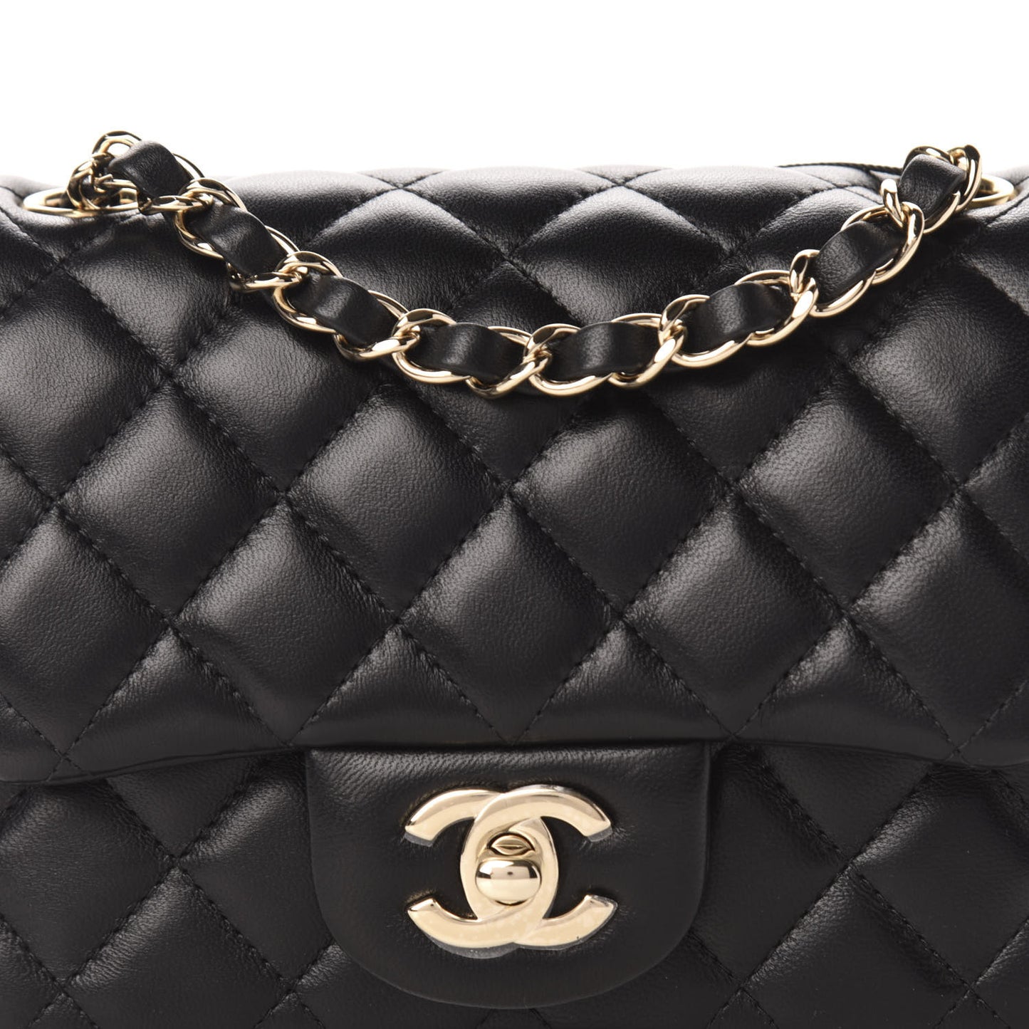 Lambskin Quilted Mini Square Flap Black