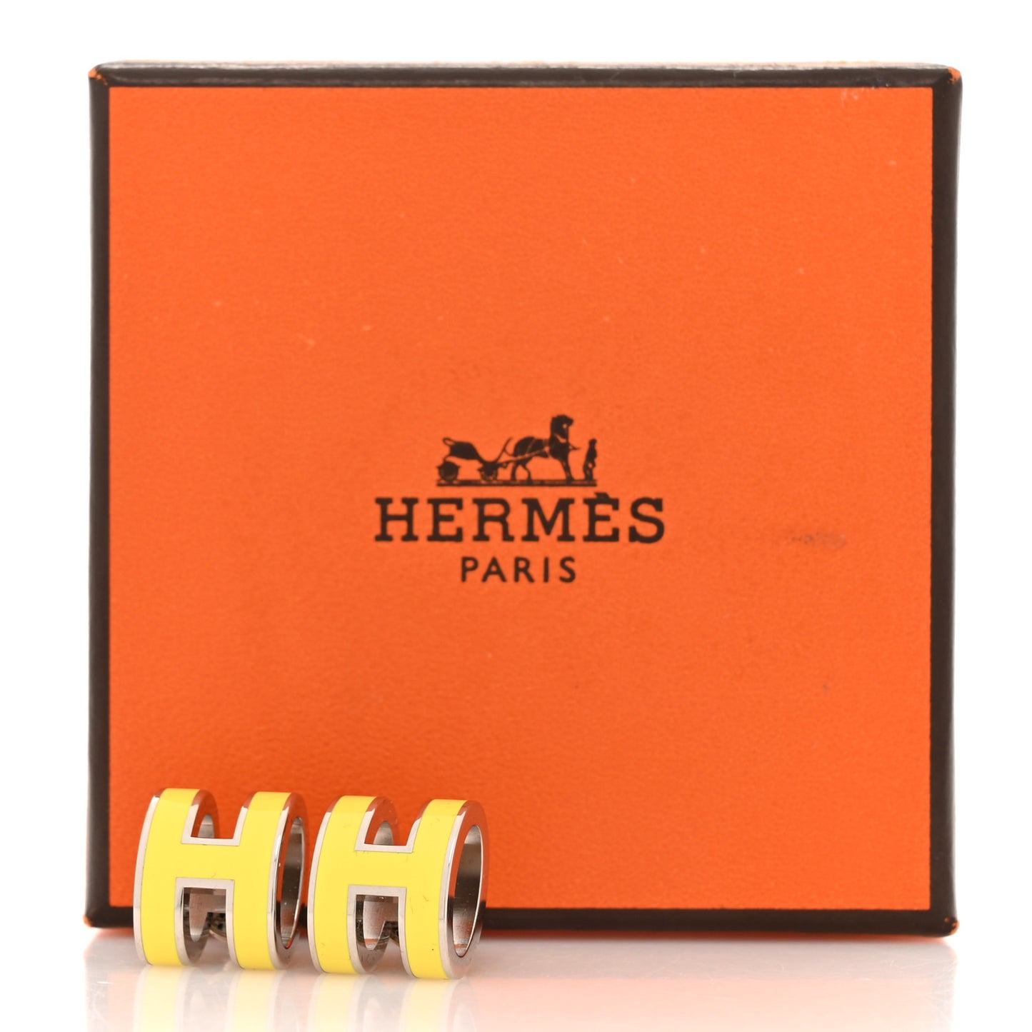 Palladium Lacquered Pop H Earrings Jaune Sature