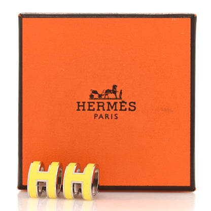Hermes Palladium Lacquered Pop H Earrings Jaune Sature 6 of 6