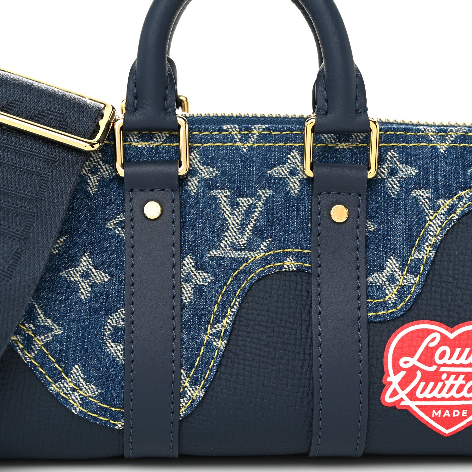 Louis Vuitton X NIGO Taurillon Monogram Denim Drip Keepall XS Blue