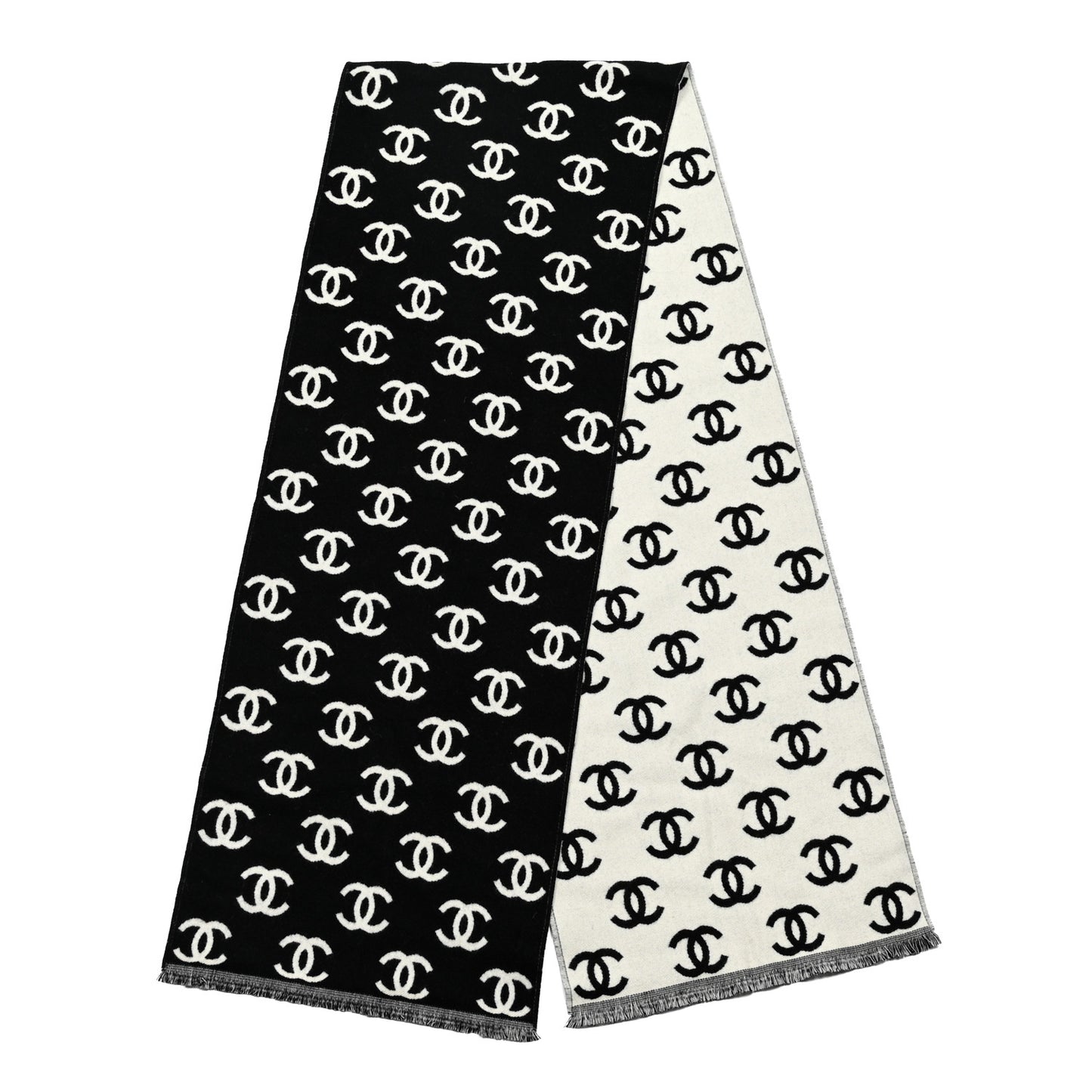 Wool Cashmere CC Scarf Black White