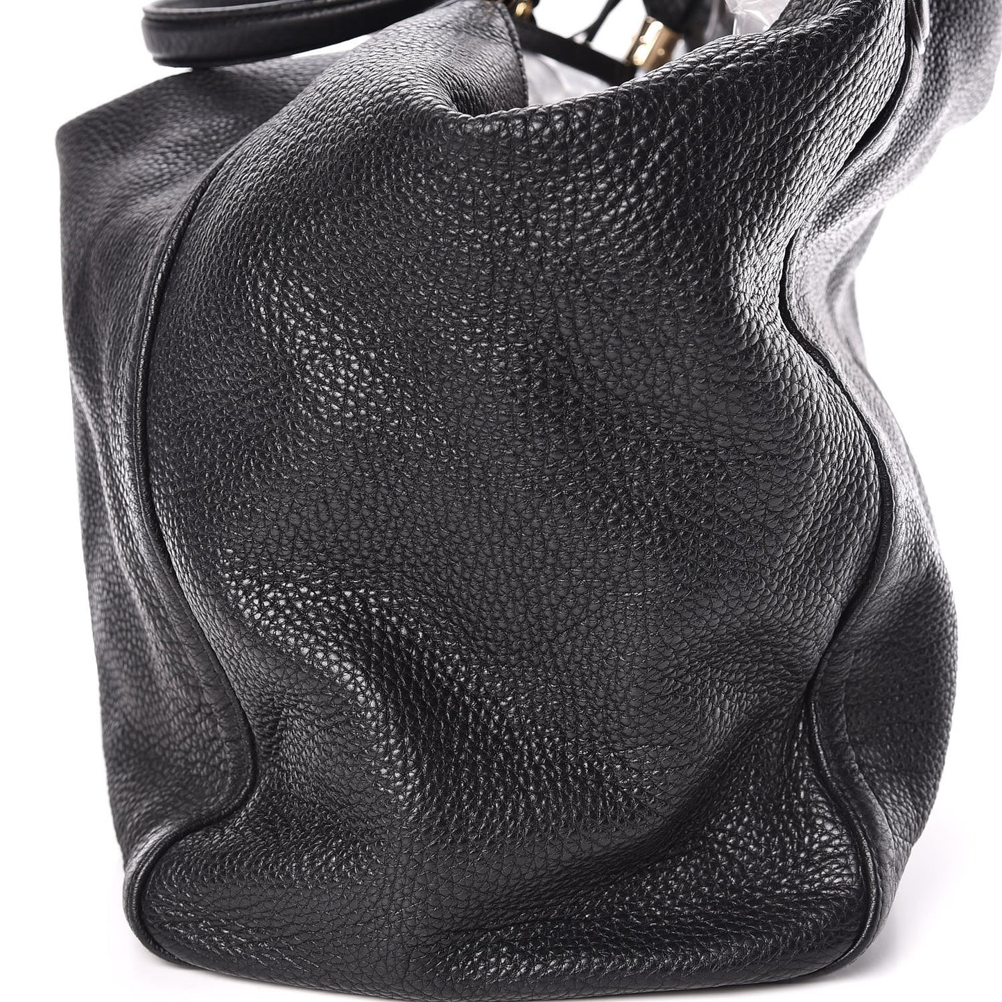 Pebbled Calfskin Large Soho Shoulder Bag Black