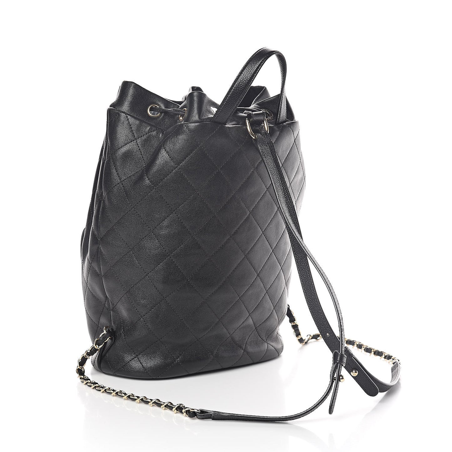 Sheepskin Caviar Quilted Daily Round Backpack Black