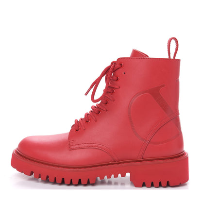 Valentino Garavani Calfskin Womens VLOGO 35mm Combat Boots 37 Rouge Pur 1 of 9