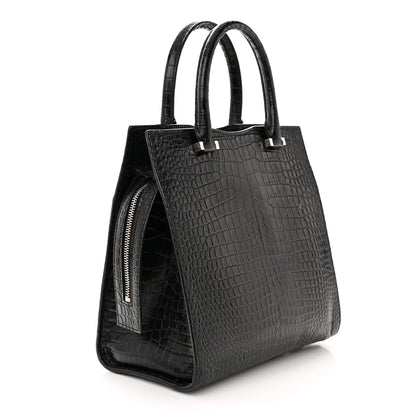 Saint Laurent Calfskin Crocodile Embossed Small Uptown Tote Black 4 of 16